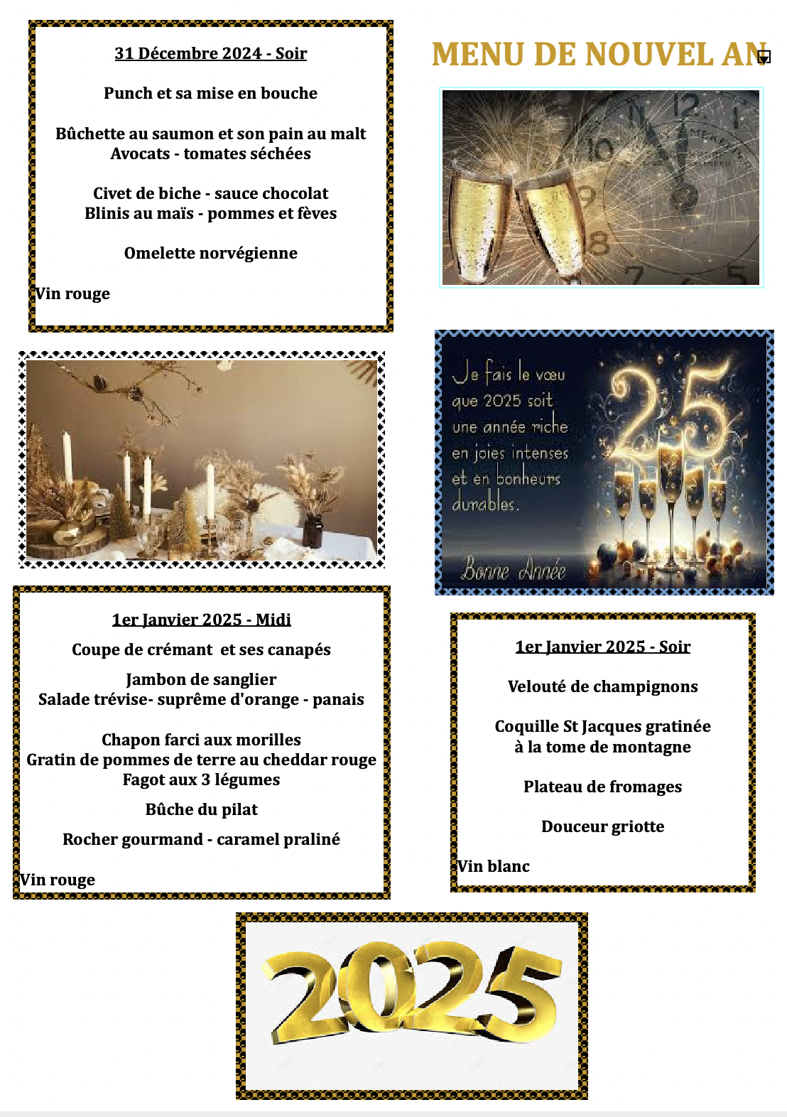 Menu Nouvel An 2024