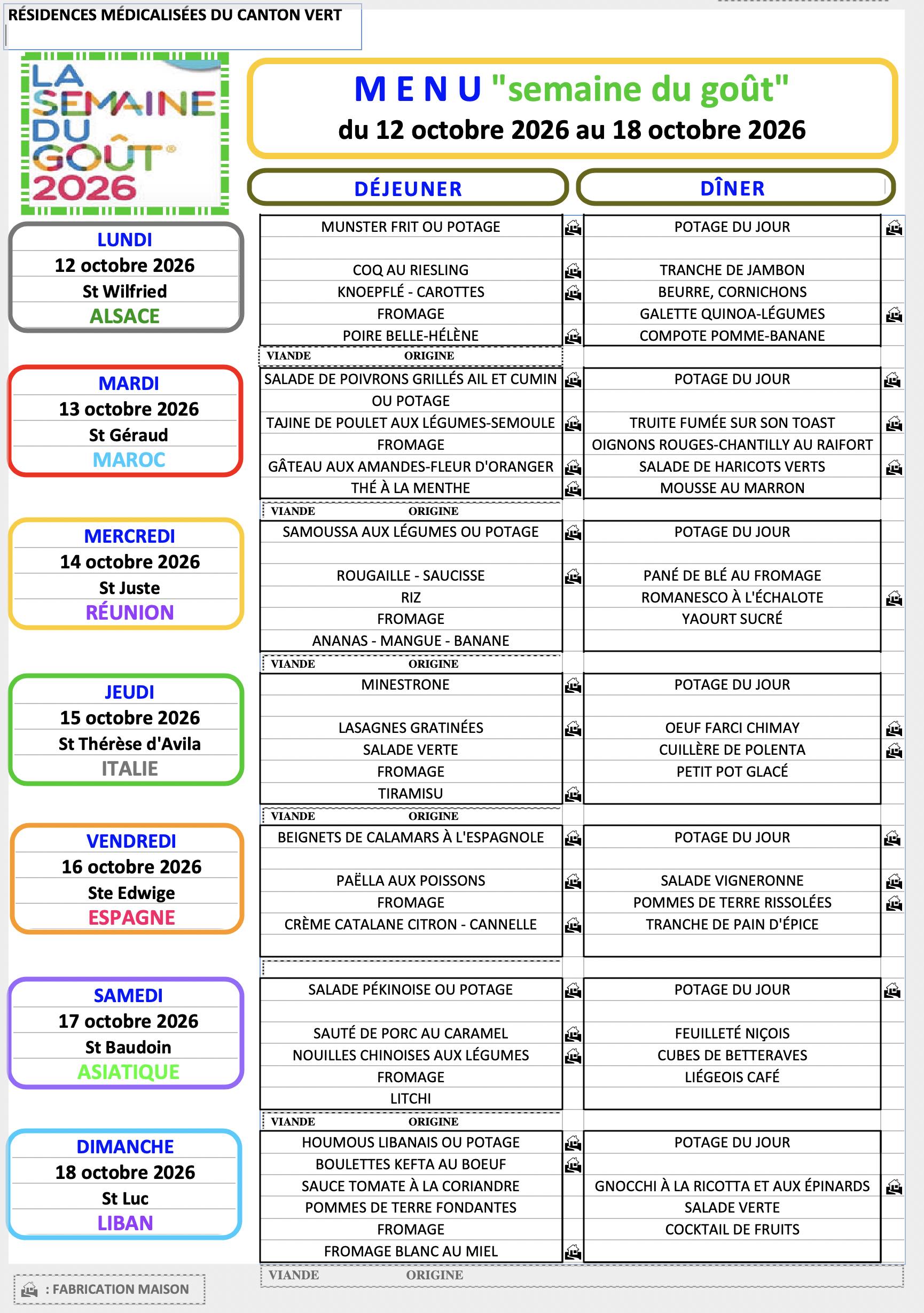 Menu du 12 au 181026