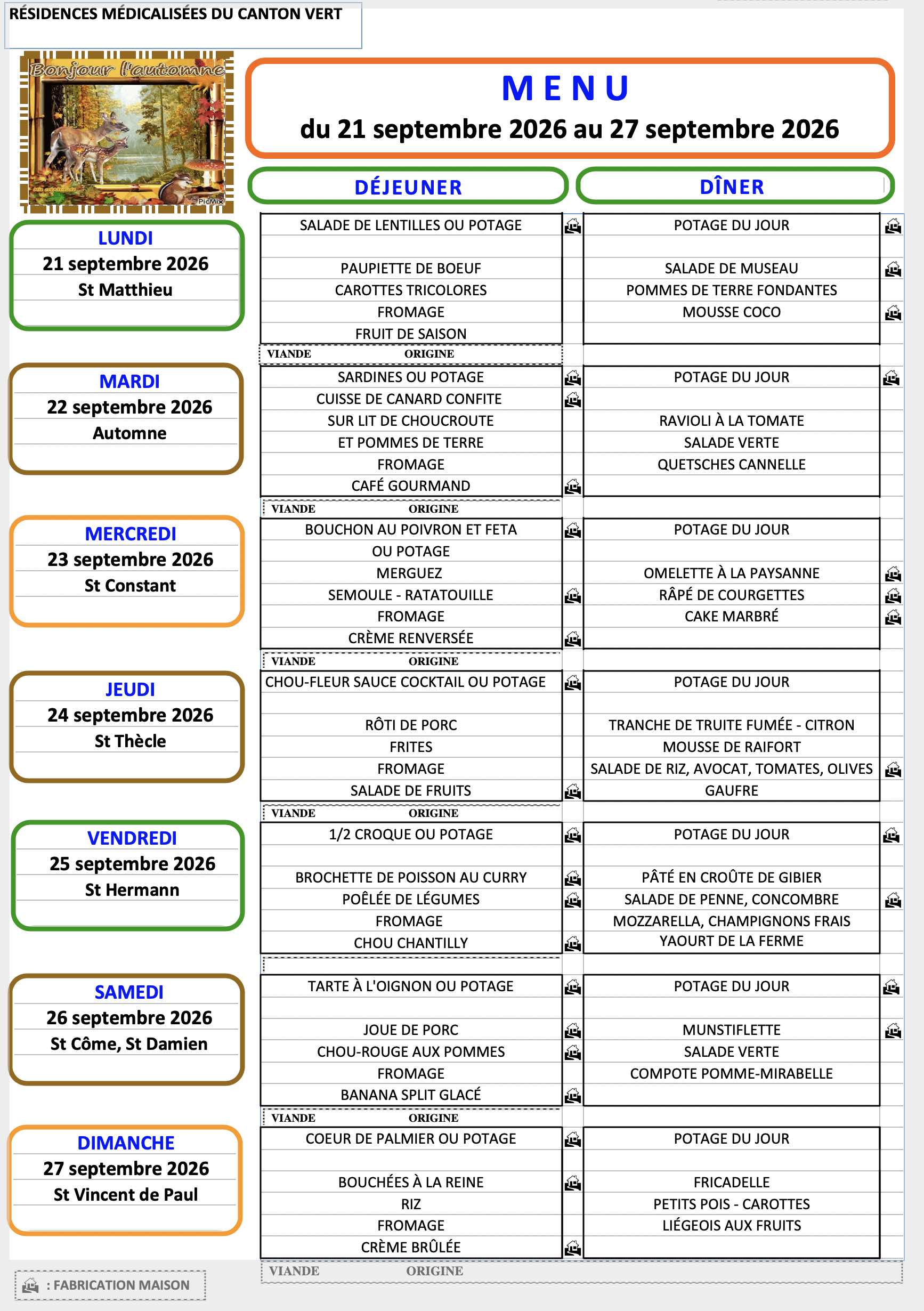 Menu du 21 au 270926